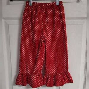 Charming Red Polka Dot Kids Ruffle Pants